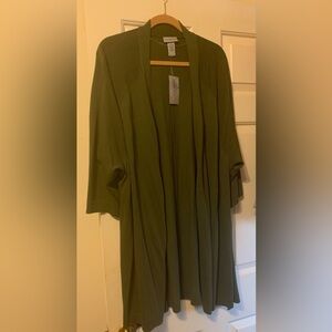 Womens Catherines Olive Green Open Front Cardigan 3X